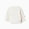 Brushed sweatshirt with house print for newborns, white