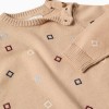 Knitted jumper with embroidered squares for newborn boys, beige