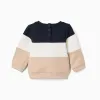 Brushed sweatshirt with colour block for newborn boys, blue/white/beige