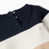 Brushed sweatshirt with colour block for newborn boys, blue/white/beige