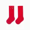 High Socks with Bow for Baby Girls, Red