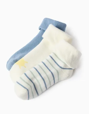 3 pairs socks with terry lining for newborn and baby boys, multicolour