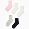 Pack of 5 pairs of socks with wavy cuffs for girls, multicolour