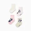 4 pairs of socks with Minnie & Figaro prints for baby girls, multicolour