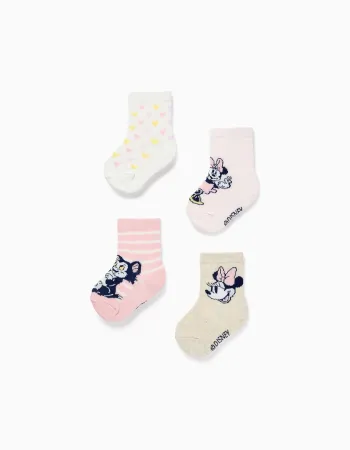 4 pairs of socks with Minnie & Figaro prints for baby girls, multicolour
