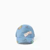 Cotton twill cap with Marvel prints for babies and boys, blue