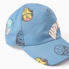 Cotton twill cap with Marvel prints for babies and boys, blue