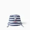 Cotton bucket hat with Mickey print for newborn boys, blue/white