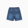 Midi denim pull-up shorts with drawstring for baby boys, blue