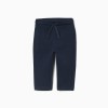 Cotton piqué slim trousers with drawstring for baby boys, dark blue