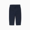 Cotton piqué slim trousers with drawstring for baby boys, dark blue