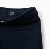 Cotton piqué slim trousers with drawstring for baby boys, dark blue