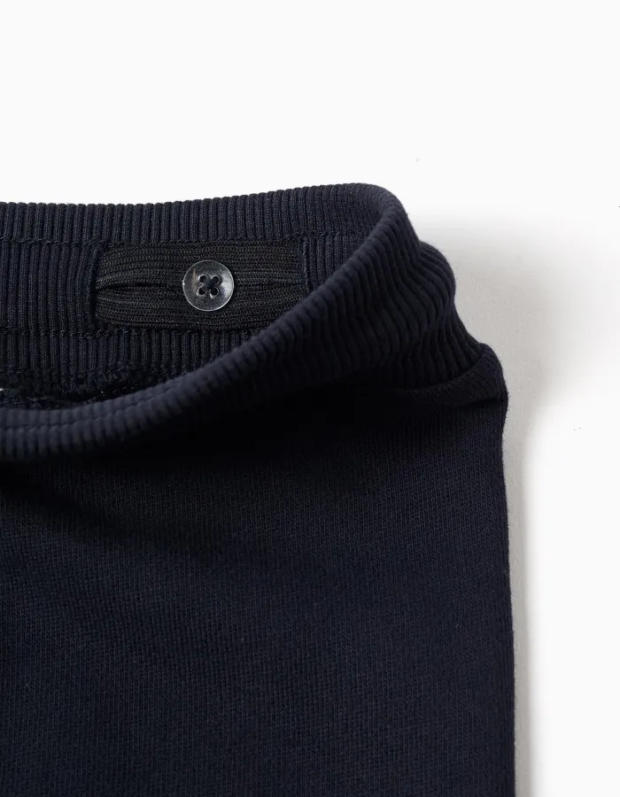 Cotton joggers with Creativity print for baby boys, dark blue