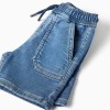 Midi denim shorts with drawstring for baby boys, blue