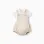 Polo-bodysuit + twill romper set for newborn boys, white/beige