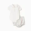 Polo-bodysuit + striped shorts B&S for newborn boys, multicolour