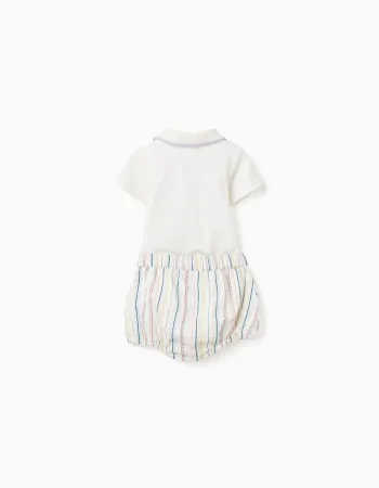 Polo-bodysuit + striped shorts B&S for newborn boys, multicolour