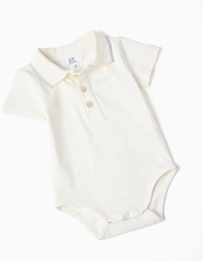 Polo-bodysuit + striped shorts B&S for newborn boys, multicolour