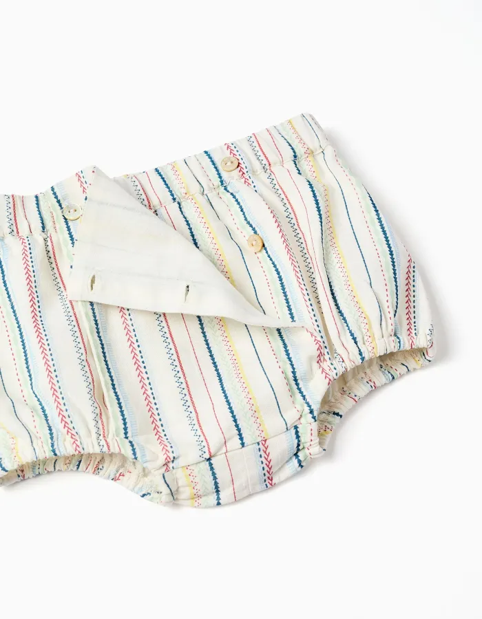 Polo-bodysuit + striped shorts B&S for newborn boys, multicolour