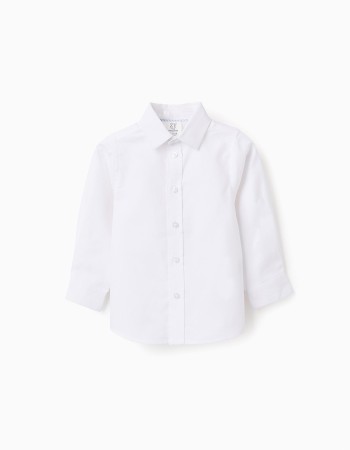 Shirt in Cotton Oxford for Baby Boys, White
