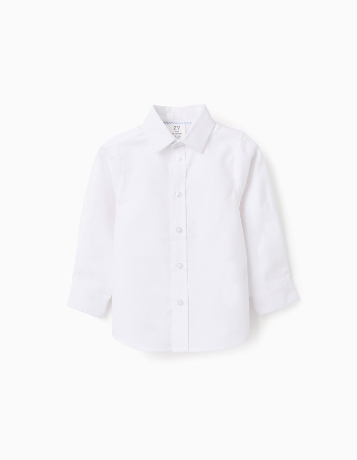 Shirt in Cotton Oxford for Baby Boys, White