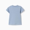 Cotton T-shirt with Stroky print for baby boys, blue