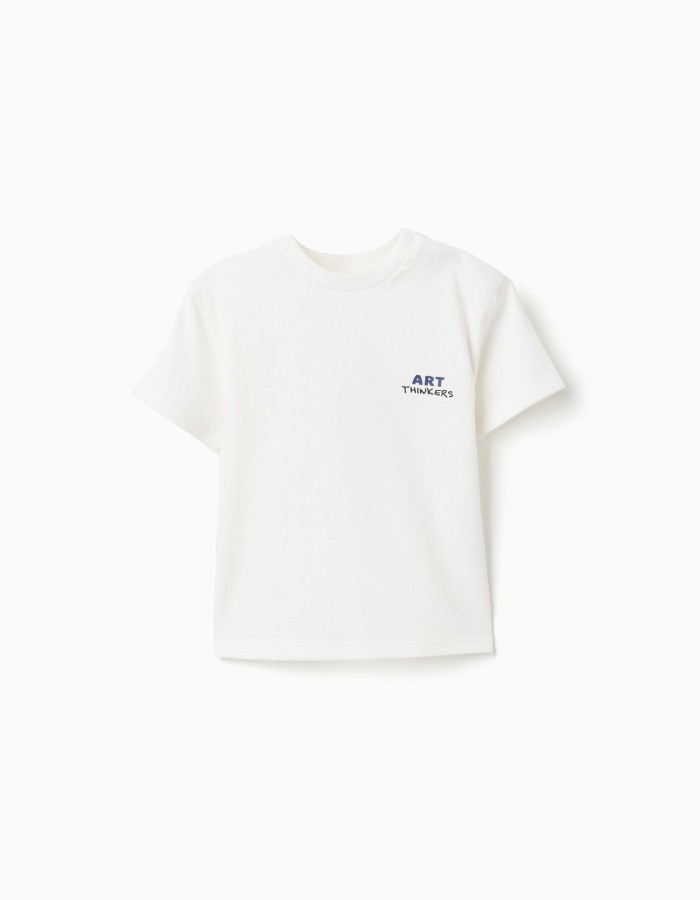Cotton T-shirt with Art Thinkers prints for baby boys, white