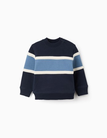 Cotton sweatshirt with colour block for baby boys, blue/white