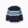 Cotton sweatshirt with colour block for baby boys, blue/white