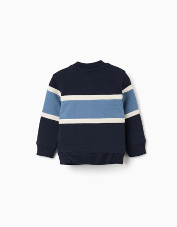 Cotton sweatshirt with colour block for baby boys, blue/white