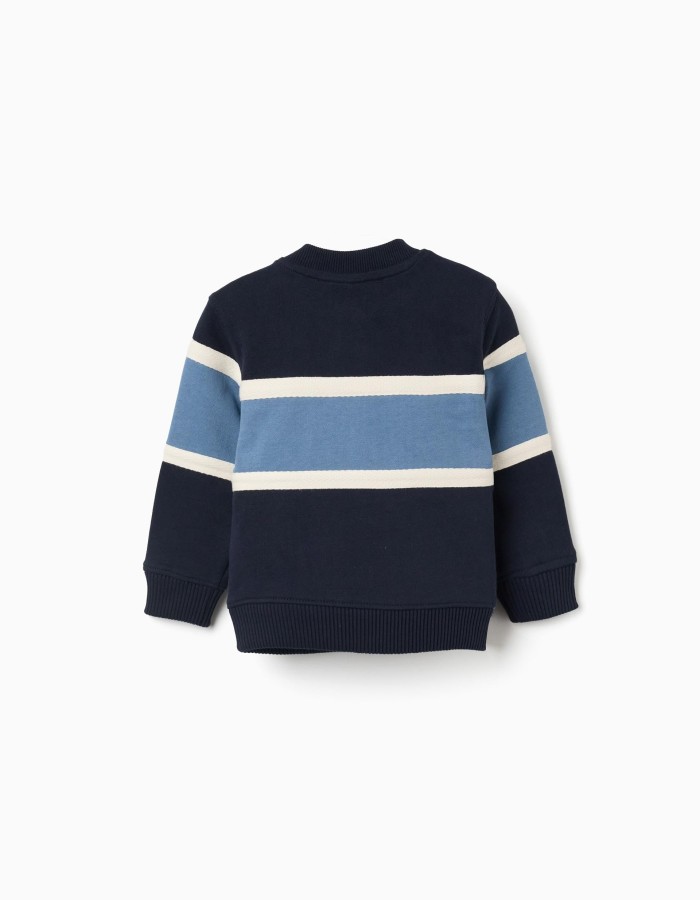 Cotton sweatshirt with colour block for baby boys, blue/white