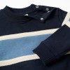 Cotton sweatshirt with colour block for baby boys, blue/white
