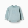 Cotton sweatshirt with embossed N for baby boys, light green