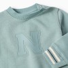 Cotton sweatshirt with embossed N for baby boys, light green