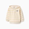 Cotton hooded sweatshirt with stripes for baby boys, beige/yellow