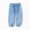 Denim trousers with paperbag waist and belt for baby girls, blue