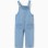 Wide leg denim dungarees with pockets for baby girls, light blue