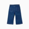 Wide leg denim trousers for baby girls, blue