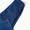 Wide leg denim trousers for baby girls, blue