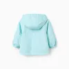 Hooded windbreaker with lining for baby girls, turquoise blue