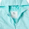 Hooded windbreaker with lining for baby girls, turquoise blue