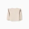 Knitted jacket with crochet and ruffles B&S for baby girls, beige