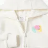 Cotton hooded jacket with floral prints for baby girls, white