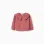 Openwork cotton knit jacket with ruffle collar for baby girls, pink