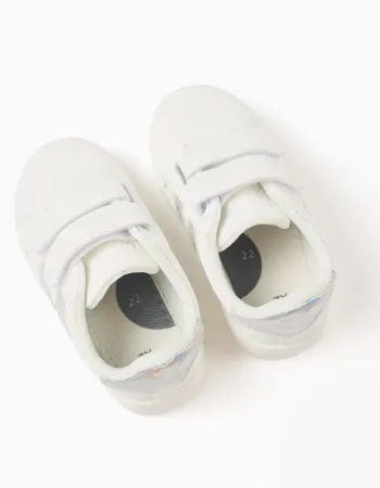 Touch-Fastening Trainers for Baby Girls, White/Iridescent