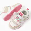 Dual-fabric trainers with decorative flowers for baby girls, multicolour