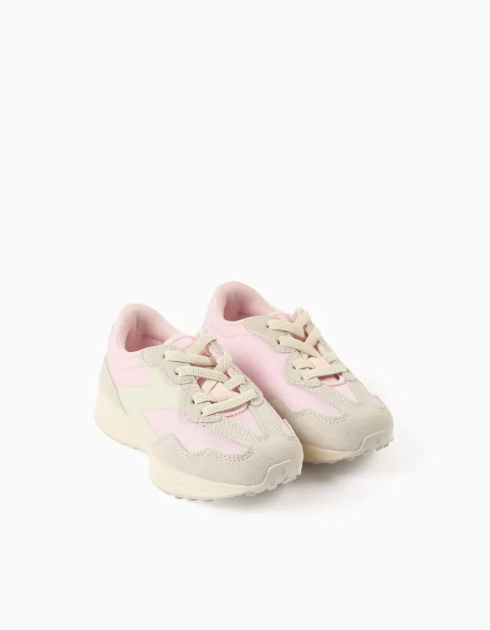 Trainers with laces Superlight Runner for baby girls, pink/beige