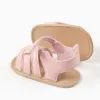 Sandals with open toe and crossed straps for newborn girls, light pink