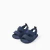 Sandals with touch-fastening straps for newborns, dark blue