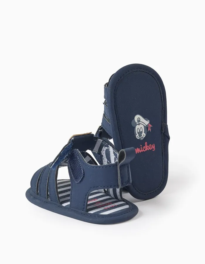 Sandals with Mickey print for newborn boys, dark blue